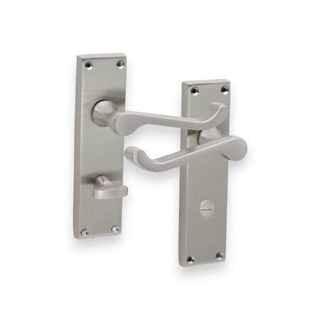 Spira Brass Satin Nickel Victorian Scroll Privacy Lever Handle 150mm Door Handle Set - Image 2