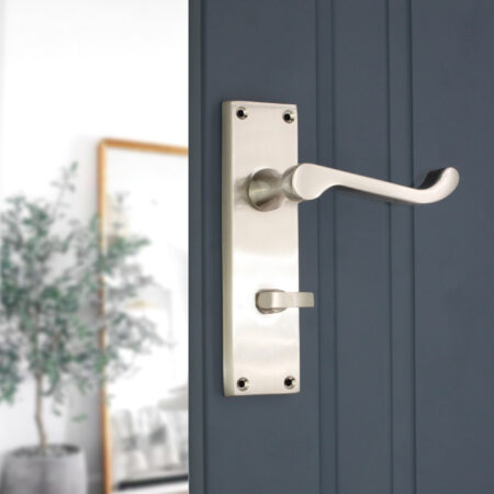 Spira Brass Satin Nickel Victorian Scroll Privacy Lever Handle 150mm Door Handle Set - Image 3