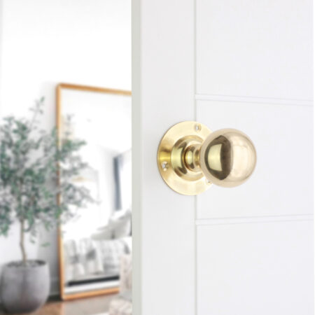 Spira Brass Polished Brass Ball Door Knob Door Hardware - Image 3