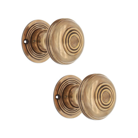 Spira Brass Brass Bloxwich Large 60mm Rim/Mortice Door Knob Aged Door Hardware - Antique Brass - Image 2