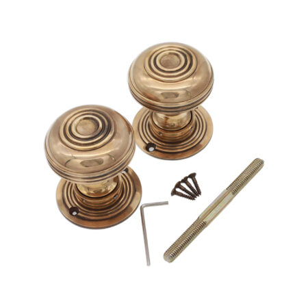 Spira Brass Brass Bloxwich Large 60mm Rim/Mortice Door Knob Aged Door Hardware - Antique Brass - Image 4