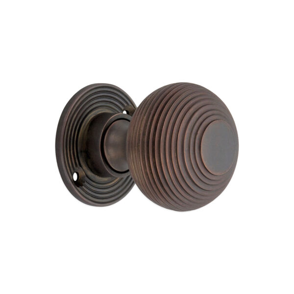 Spira Brass Brass Beehive 50mm Rim/Mortice Door Knob Aged Bronze Door Hardware