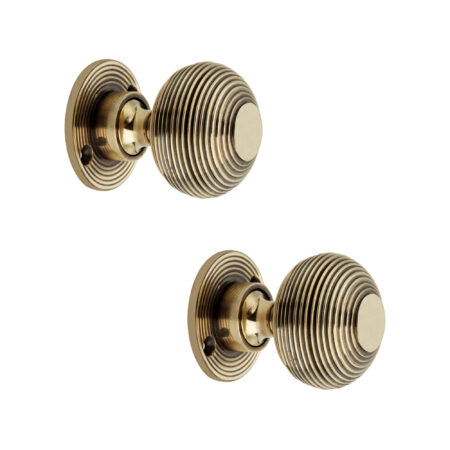 Spira Brass Brass Beehive 50mm Rim/Mortice Door Knob Aged Door Hardware - Antique Brass - Image 2