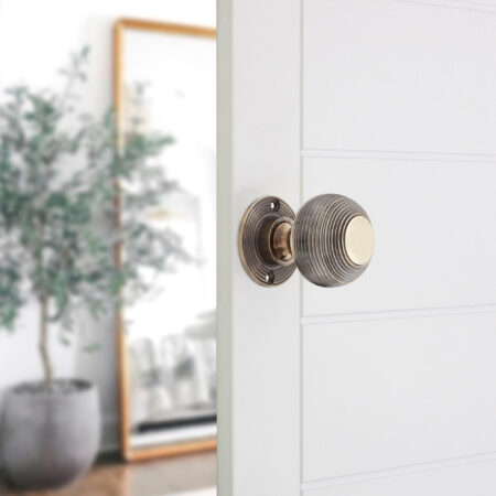 Spira Brass Brass Beehive 50mm Rim/Mortice Door Knob Aged Door Hardware - Antique Brass - Image 3
