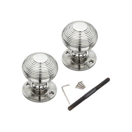 Spira Brass Polished Nickel Beehive 50mm Rim/Mortice Door Knob Door Hardware - Image 4