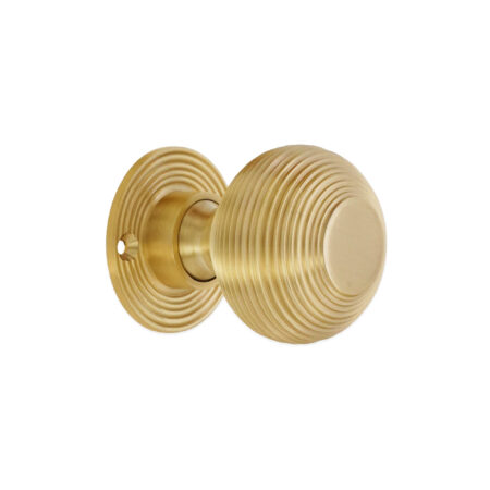 Beehive 50mm Rim/Mortice Door Knob Satin Brass