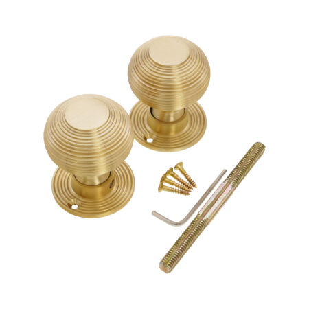 Beehive 50mm Rim/Mortice Door Knob Satin Brass - Image 4