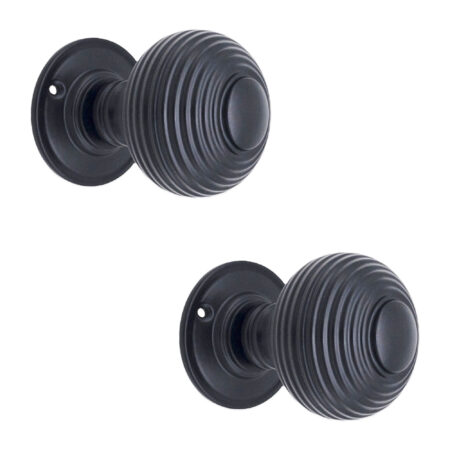Matt Black Beehive Large 60mm Mortice Door Knob Door Hardware - Image 2