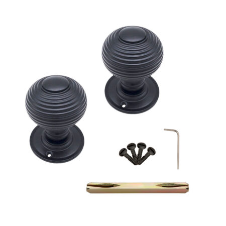 Matt Black Beehive Large 60mm Mortice Door Knob Door Hardware - Image 4
