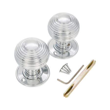 Polished Chrome Beehive Large 60mm Mortice Door Knob Door Hardware - Image 4