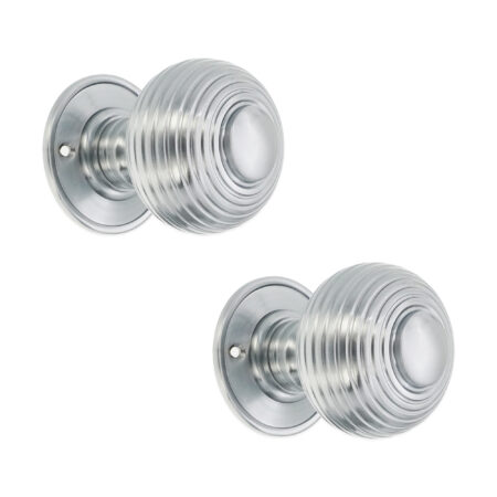 Satin Chrome Beehive Large 60mm Mortice Door Knob Door Hardware - Image 2