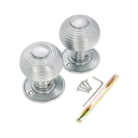 Satin Chrome Beehive Large 60mm Mortice Door Knob Door Hardware - Image 4