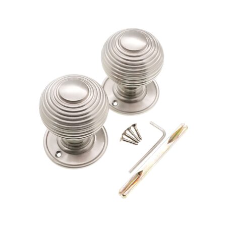 Satin Nickel Beehive Large 60mm Mortice Door Knob Door Hardware - Image 4