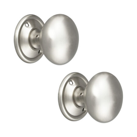 Satin Chrome Cottage Large 50mm Rim/Mortice Door Knob Door Hardware - Image 2