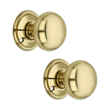 Polished Brass Cottage Small 40mm Rim/Mortice Door Knob Door Hardware - Image 2