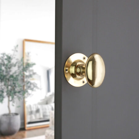 Polished Brass Oval Mortice Door Knob Door Hardware - Image 3