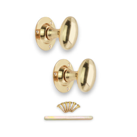 Polished Brass Oval Mortice Door Knob Door Hardware - Image 4