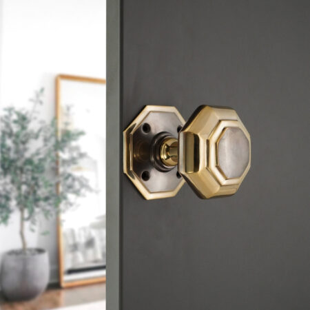 Octagonal Mortice Door Knob Aged Brass - Image 3