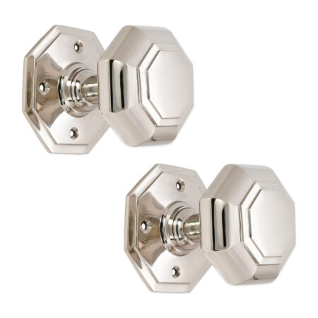 Polished Nickel Octagonal Mortice Door Knobs Door Hardware - Image 2