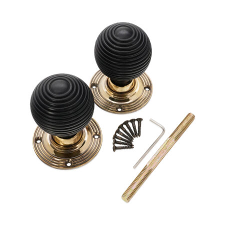 Brass Ebony Beehive Rim/Mortice Door Knob Aged Door Hardware - Image 4