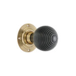 Polished Brass Ebony Beehive Rim/Mortice Door Knob Door Hardware