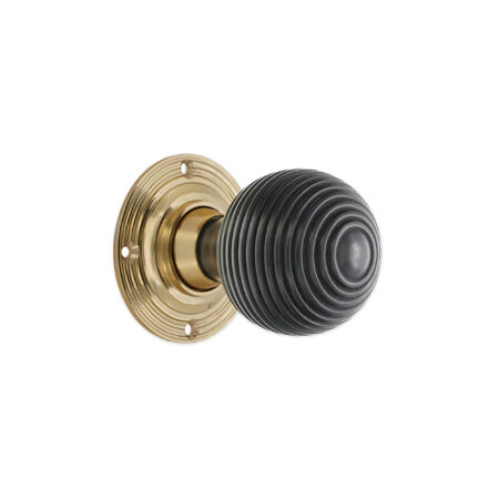 Polished Brass Ebony Beehive Rim/Mortice Door Knob Door Hardware