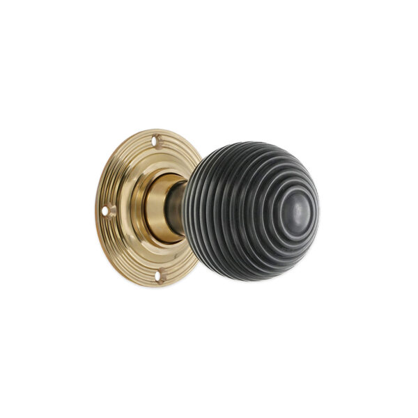 Polished Brass Ebony Beehive Rim/Mortice Door Knob Door Hardware