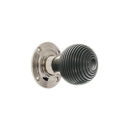 Polished Nickel Ebony Beehive Rim/Mortice Door Knob Door Hardware