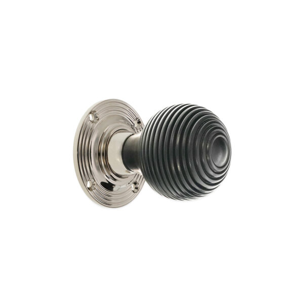 Polished Nickel Ebony Beehive Rim/Mortice Door Knob Door Hardware