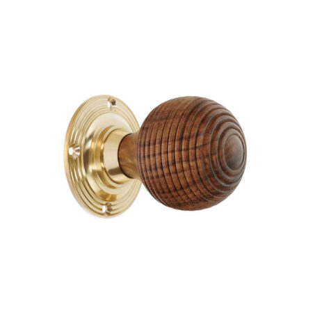 Polished Brass Rosewood Beehive Rim/Mortice Door Knob Door Hardware