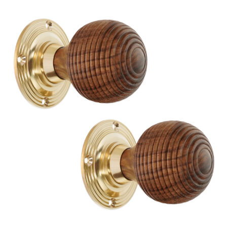 Polished Brass Rosewood Beehive Rim/Mortice Door Knob Door Hardware - Image 2