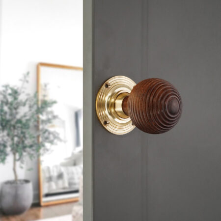 Polished Brass Rosewood Beehive Rim/Mortice Door Knob Door Hardware - Image 3