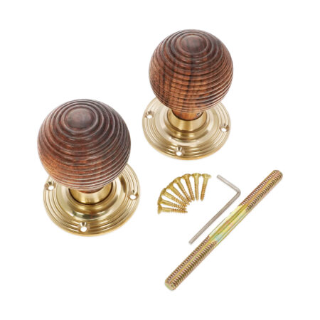 Polished Brass Rosewood Beehive Rim/Mortice Door Knob Door Hardware - Image 4