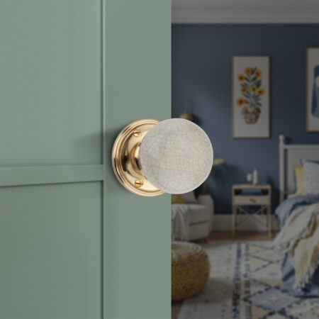 Polished Brass Crackled Porcelain Mortice Door Knob Door Hardware - Image 3