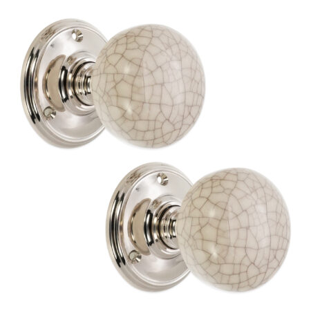 Polished Nickel Crackled Porcelain Mortice Door Knob Door Hardware - Image 2