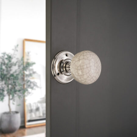 Polished Nickel Crackled Porcelain Mortice Door Knob Door Hardware - Image 3