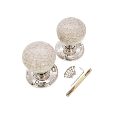 Polished Nickel Crackled Porcelain Mortice Door Knob Door Hardware - Image 4