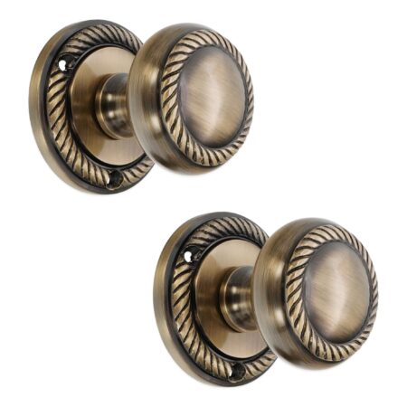 Antique Brass Georgian Mortice Door Knob Door Hardware - Image 2