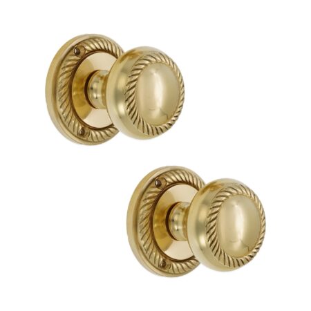 Polished Brass Georgian Mortice Door Knob Door Hardware - Image 2