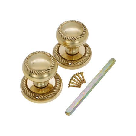 Polished Brass Georgian Mortice Door Knob Door Hardware - Image 4