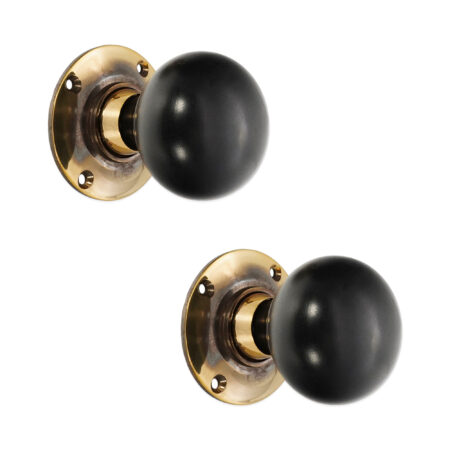 Brass Ebony Bun Rim/Mortice Door Knob Aged Door Hardware - Image 2