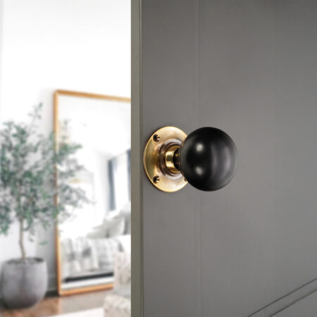 Brass Ebony Bun Rim/Mortice Door Knob Aged Door Hardware - Image 3