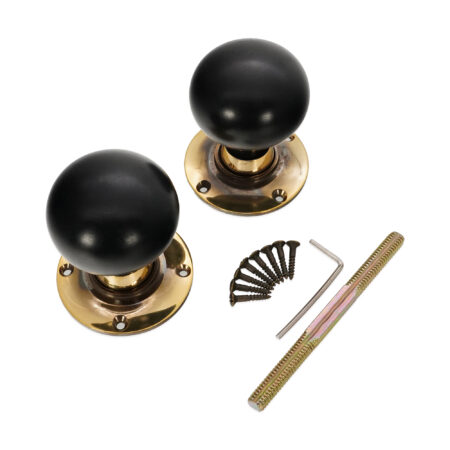 Brass Ebony Bun Rim/Mortice Door Knob Aged Door Hardware - Image 4