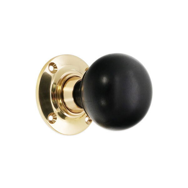 Polished Brass Ebony Bun Rim/Mortice Door Knob Door Hardware