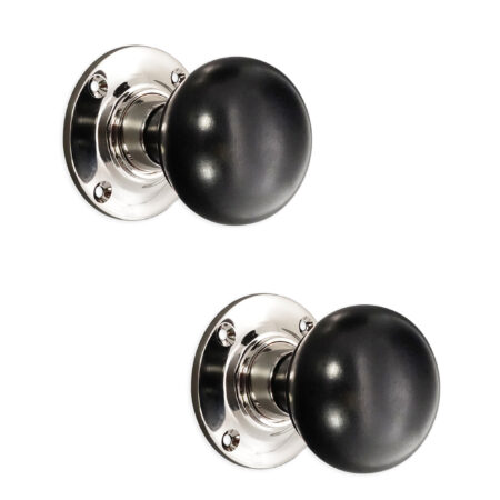 Polished Nickel Ebony Bun Rim/Mortice Door Knob Door Hardware - Image 2