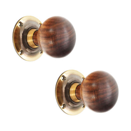 Brass Rosewood Bun Rim/Mortice Door Knob Aged Door Hardware - Image 2