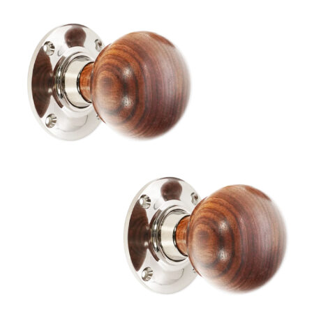 Polished Nickel Rosewood Bun Rim/Mortice Door Knob Door Hardware - Image 2