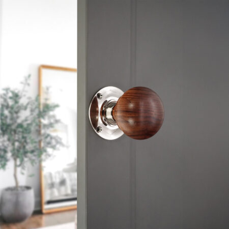 Polished Nickel Rosewood Bun Rim/Mortice Door Knob Door Hardware - Image 3