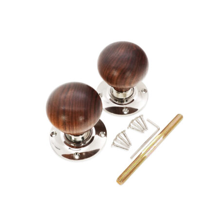 Polished Nickel Rosewood Bun Rim/Mortice Door Knob Door Hardware - Image 4