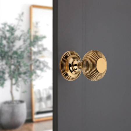 Brass Beehive Door Knob 55mm Aged Door Hardware - Image 3